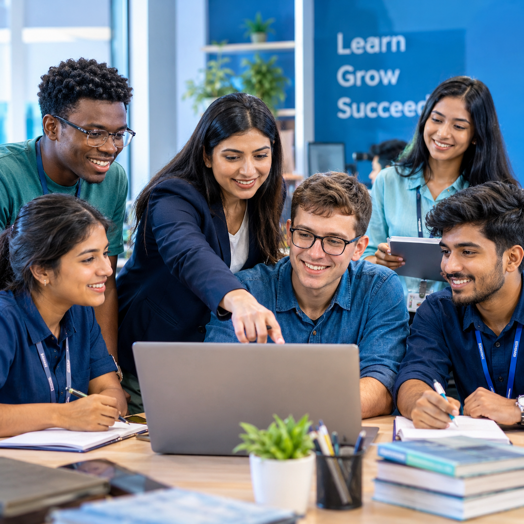 Students learning IT and healthcare skills together